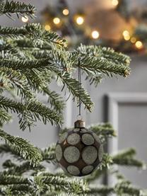 Boules de Noël peintes à la main Auro, 4 pièces, Verre, Brun foncé, argenté, Ø 8 cm