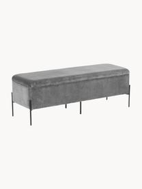 Banco de terciopelo Harper, con espacio de almacenamiento, Tapizado: terciopelo de algodón Alt, Patas: metal con pintura en polv, Terciopelo gris, negro, An 140 x Al 45 cm
