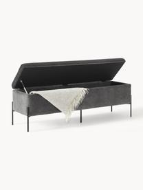 Banc coffre en velours Harper, Velours gris, noir, larg. 140 x haut. 45 cm