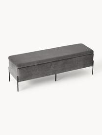 Banc coffre en velours Harper, Velours gris, noir, larg. 140 x haut. 45 cm