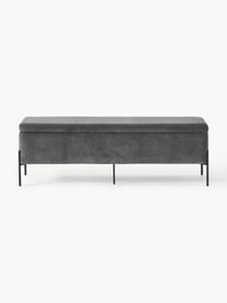 Banc coffre en velours Harper, Velours gris, noir, larg. 140 x haut. 45 cm