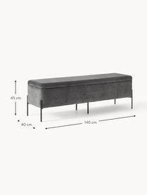 Banc coffre en velours Harper, Velours gris, noir, larg. 140 x haut. 45 cm