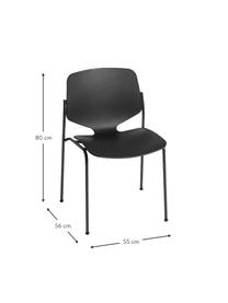 Sedia in plastica Nova Sea, fatta a mano, Struttura: acciaio riciclato, rivest, Nero, Larg. 55 x Prof. 56 cm