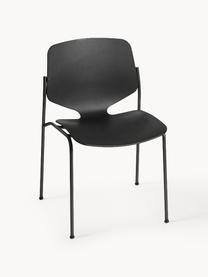 Silla artesanal de plástico Nova Sea, Estructura: acero reciclado recubiert, Negro, An 55 x F 56 cm