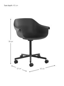 Silla de oficina giratoria Warrington, Asiento: polipropileno, Estructura: aluminio, Negro, An 57 x F 63 cm