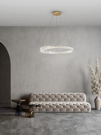 Grote dimbare hanglamp Aurelia, Decoratie: kristalglas, Goudkleurig, transparant, Ø 80 x H 8 cm