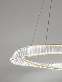 Grote dimbare hanglamp Aurelia, Decoratie: kristalglas, Goudkleurig, transparant, Ø 80 x H 8 cm