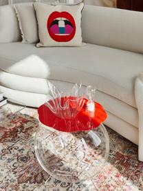 Ręcznie haftowana poduszka z wypełnieniem Bobbly, Beżowy, czerwony, S 45 x D 45 cm