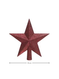 Cimier sapin incassable Morning Star, Ø 19 cm, Plastique, paillettes, Rouge, larg. 19 x haut. 19 cm