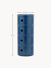 Design container Componibili, 4 modules, Kunststof (ABS), gelakt, Greenguard-gecertificeerd, Grijsblauw, glanzend, Ø 32 x H 77 cm