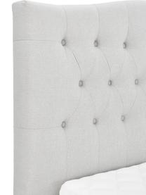 Lit capitonné gris-blanc à sommier tapissier premium Royal, Tissu blanc-gris clair, 160 x 200 cm, indice de fermeté 3