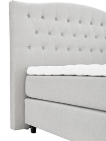 Letto boxspring premium in tessuto bianco-grigio Royal, Materasso: nucleo a 5 zone di molle , Piedini: legno di betulla massicci, Tessuto bianco-grigio, 160 x 200 cm, durezza 3