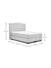 Letto boxspring premium in tessuto bianco-grigio Royal, Materasso: nucleo a 5 zone di molle , Piedini: legno di betulla massicci, Tessuto bianco-grigio, 160 x 200 cm, durezza 3