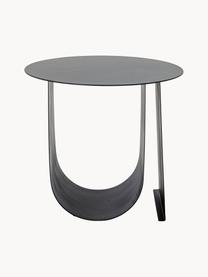 Kulatý kovový odkládací stolek Cher, Potažená ocel, Černá, Š 43 cm, V 38 cm