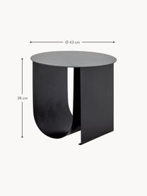 Kulatý kovový odkládací stolek Cher, Potažená ocel, Černá, Š 43 cm, V 38 cm