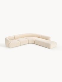 Modulares Bouclé-Ecksofa Sofia (4-Sitzer), Bezug: Bouclé (100 % Polyester) , Gestell: Fichtenholz, Spanplatte, , Füße: Kunststoff Dieses Produkt, Bouclé Hellbeige, B 319 x T 298 cm, Eckteil rechts