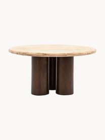 Table basse ronde avec plateau en travertin Trevi, Ø 75 cm, Manguier, travertin beige, Ø 75 cm