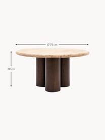 Runder Couchtisch Trevi mit Travertin-Tischplatte, Ø 75 cm, Tischplatte: Travertin, Gestell: Mangoholz, Mangoholz, Beige Travertin, Ø 75 cm