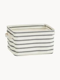 Cesta Stripes, Tejido canvas, Blanco Off White, gris, L 28 x An 21 cm