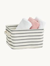 Panier de rangement Stripes, Toile, Gris, blanc crème, larg. 28 x prof. 21 cm