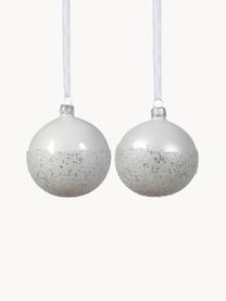 Boules de Noël Flossy, 6 élém., Verre, Blanc, Ø 8 cm
