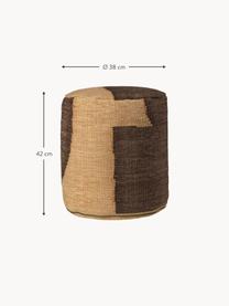 Pouf rembourré Forene, Tissu beige, brun foncé, Ø 38 x haut. 42 cm