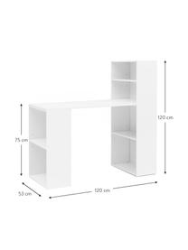 Wit bureau Matt met opbergruimte, Gelakt MDF, Mat wit, 120 x 53 cm