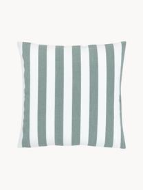 Housse de coussin rayures vert sauge Timon, 100 % coton, Vert, blanc, larg. 40 x long. 40 cm