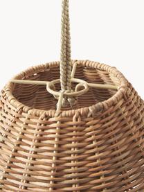 Mobile dimmbare Outdoor-Pendelleuchte Calobra, Naturfaser, Braun, Ø 38 x H 18 cm