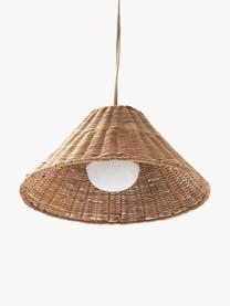 Mobiel dimbare outdoor hanglamp Calobra, Natuurlijke vezels, Bruin, Ø 38 x H 18 cm