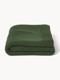 Coperta in cotone con motivo invernale Beryl, 100% cotone, Verde scuro, Larg. 130 x Lung. 170 cm