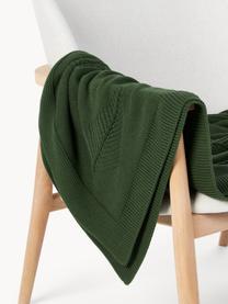 Coperta in cotone con motivo invernale Beryl, 100% cotone, Verde scuro, Larg. 130 x Lung. 170 cm