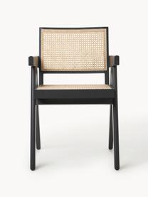 Stolička s opierkami s viedenským výpletom Sissi, Čierna, svetlobéžová, B 52 x T 58 cm