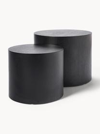 Set de mesas de centro de madera Dan, 2 uds., Tablero de fibras de densidad media (MDF) chapado en madera de fresno, Negro, Set de diferentes tamaños