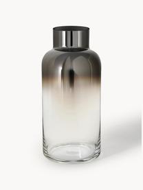Ručne fúkaná sklenená váza Uma, Lakované sklo, Priehľadná, odtiene chrómovej, Ø 16 x V 35 cm