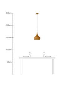 Kleine Pendelleuchte Woody in Holz-Optik, Lampenschirm: Metall, beschichtet, Baldachin: Metall, beschichtet, Braun, Ø 30 x H 35 cm