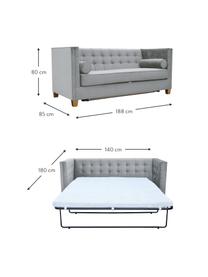 Sofa  z aksamitu z funkcją spania Rosso (2-osobowa), Tapicerka: 100% aksamit poliestrowy, Nogi: drewno lakierowane, Szary, S 188 x G 85 cm