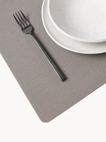 Omkeerbare placemats Bitz van imitatieleer, 4 stuks, Kunstleer, Taupe, zwart, B 33 x L 46 cm