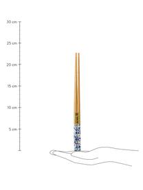 Essstäbchen Flora Japonica aus Bambus, 5 Paar, Bambus, Blau, Helles Holz, L 23 cm