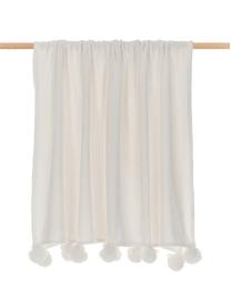 Plaid doux en polaire crème Bomla, 100 % polyester, Blanc crème, larg. 130 x long. 170 cm