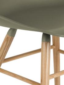 Kunststoffstuhl Albert Kuip mit Holzbeinen, Sitzschale: Polypropylen, Beine: Eschenholz, Grün, B 49 x T 55 cm