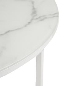 Table basse en verre marbré Antigua, Blanc-gris marbré, blanc, Ø 80 x haut. 45 cm