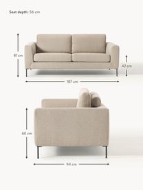 Sofa Cucita (2-Sitzer), Bezug: Webstoff (Polyester) Der , Gestell: Massives Kiefernholz, Webstoff Beige, B 187 x T 94 cm