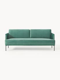 Samt-Sofa Fluente (3-Sitzer), Bezug: Samt (Hochwertiger Polyes, Gestell: Massives Kiefernholz, Samt Petrol, B 196 x T 85 cm