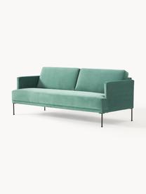 Samt-Sofa Fluente (3-Sitzer), Bezug: Samt (Hochwertiger Polyes, Gestell: Massives Kiefernholz, Füße: Metall, pulverbeschichtet, Samt Petrol, B 196 x T 85 cm