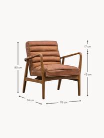 Leren loungefauteuil Datsun, Bekleding: korrelig leer, Frame: essenhout, Leer lichtbruin, B 70 x D 74 cm