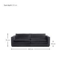 Samt-Sofa Balmira (3-Sitzer) in Dunkelgrau, Bezug: Samt (Polyester) 100.000 , Gestell: Massives Kiefernholz, Samt Dunkelgrau, B 240 x T 96 cm