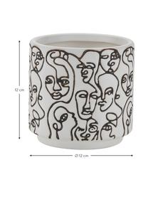 Petit cache-pot Face Artwork, Céramique, Blanc, noir, Ø 12 x haut. 12 cm