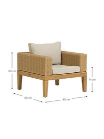 Fotel ogrodowy Giana, Nogi: drewno akacjowe, Jasny brązowy, S 80 x G 80 cm
