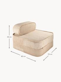 Fotel rozkładany ze sztruksu dla dzieci Sugar, Tapicerka: sztruks (100% poliester) , Beżowy sztruks, S 60 x W 65 cm